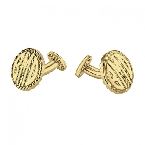 Patterned Face Block Monogram Cufflinks