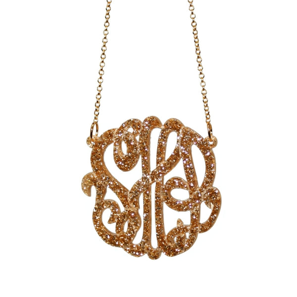 Acrylic Glitter Monogram Necklace by Purple Mermaid Designs - 5