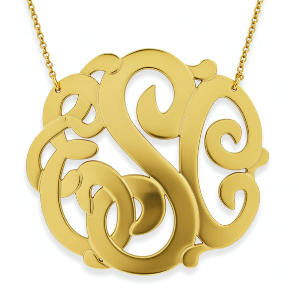 Gold Monogram Necklace-2 Inch-Purple Mermaid Designs Apparel & Accessories > Jewelry > Necklaces