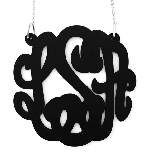Acrylic Script Monogram Necklace on Split Chain-Purple Mermaid Designs Apparel & Accessories > Jewelry > Necklaces - 2