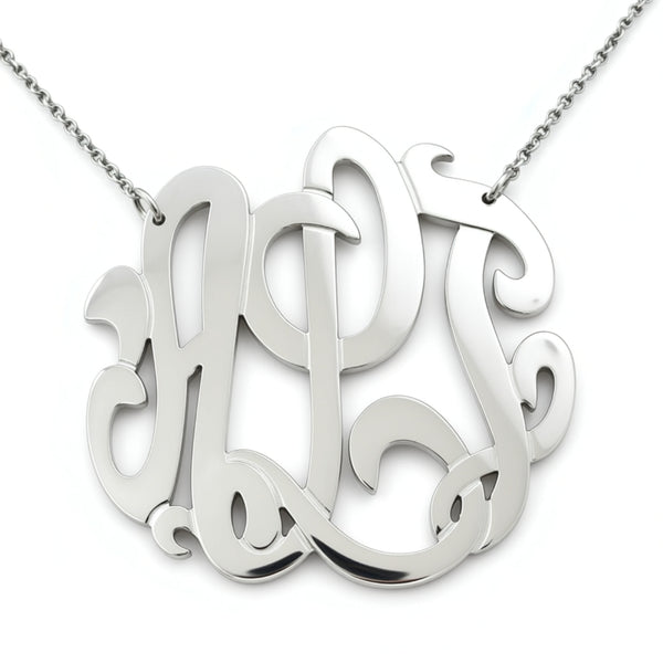 Sterling Silver Monogram Necklace-1 3/4 Inch-Purple Mermaid Designs Apparel & Accessories > Jewelry > Necklaces