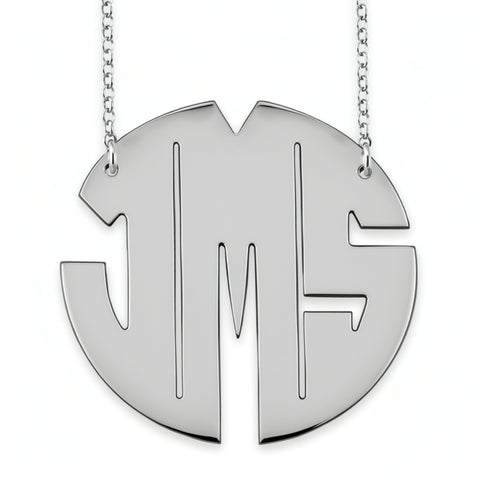 Sterling Silver Block Monogram Necklace by Purple Mermaid Designs Apparel & Accessories > Jewelry > Necklaces - 1