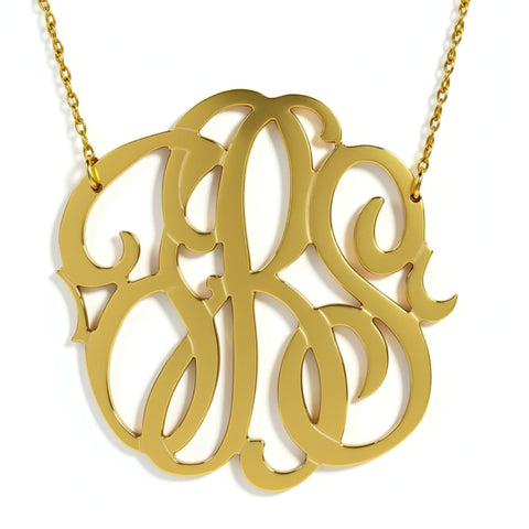 Gold Monogram Necklace-Midsize- Purple Mermaid Designs