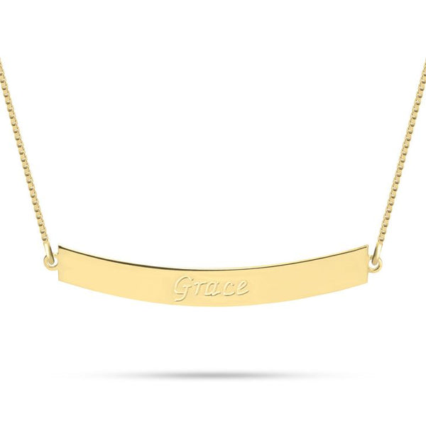 Engraved Curved Bar Necklace