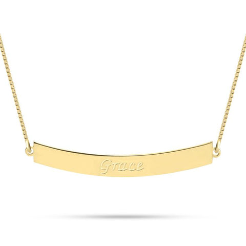 Engraved Curved Bar Necklace