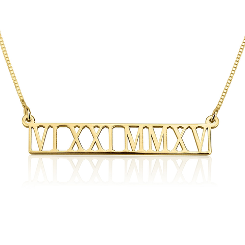 Roman Numeral Bar Necklace