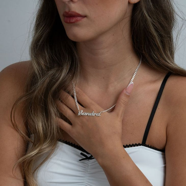 Script Name Necklace on Cuban Chain 1