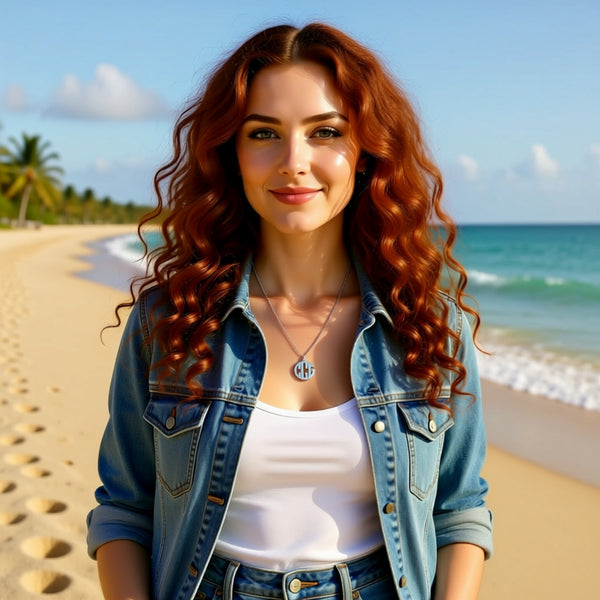 Sterling Silver Block Monogram Necklace by Purple Mermaid Designs Apparel & Accessories > Jewelry > Necklaces 