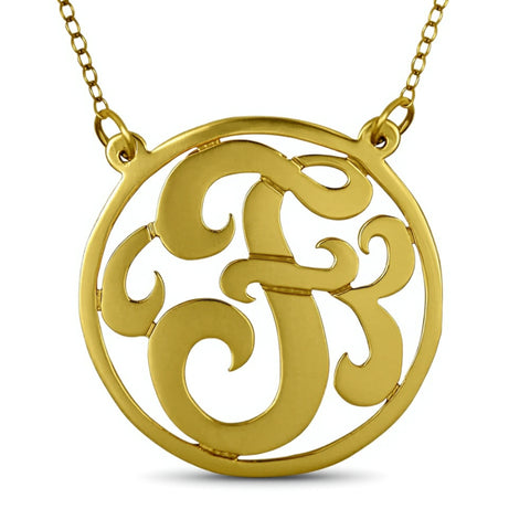 Rimmed Initial Necklace on Split Chain by Purple Mermaid Designs Apparel & Accessories > Jewelry > Necklaces - 1