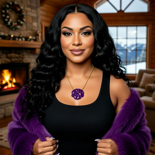 Acrylic Script Monogram Necklace on Split Chain-Purple Mermaid Designs Apparel & Accessories > Jewelry > Necklaces - 6