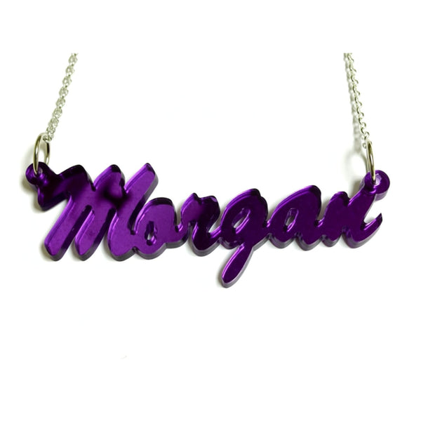 Script Acrylic Nameplate Necklace by Purple Mermaid Designs Apparel & Accessories > Jewelry > Necklaces - 3