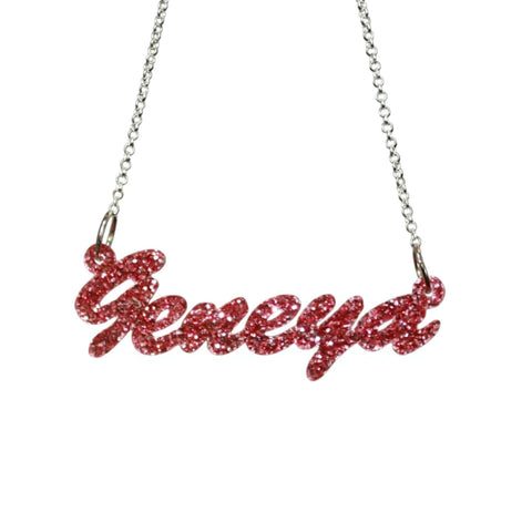 Script Acrylic Nameplate Necklace by Purple Mermaid Designs Apparel & Accessories > Jewelry > Necklaces - 2