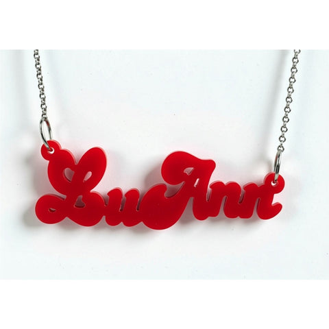 Fancy Script Acrylic Nameplate Necklace