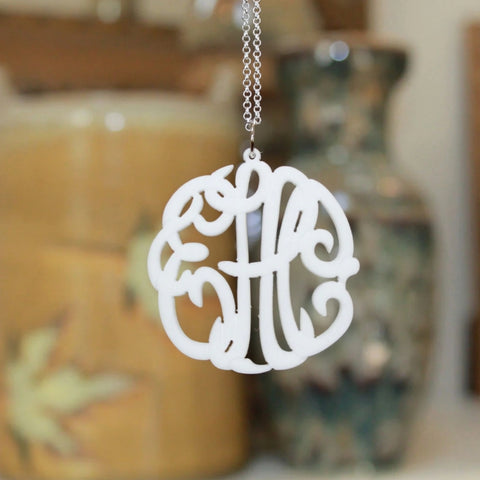 Acrylic Monogram Necklace by Purple Mermaid Designs Apparel & Accessories > Jewelry > Necklaces - 1