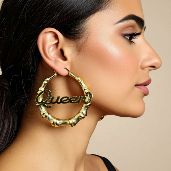 Large Bamboo Name Earrings 3 inch