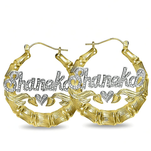 Medium Bamboo Name Earrings by Purple Mermaid Designs Apparel & Accessories > Jewelry > Earrings - 1