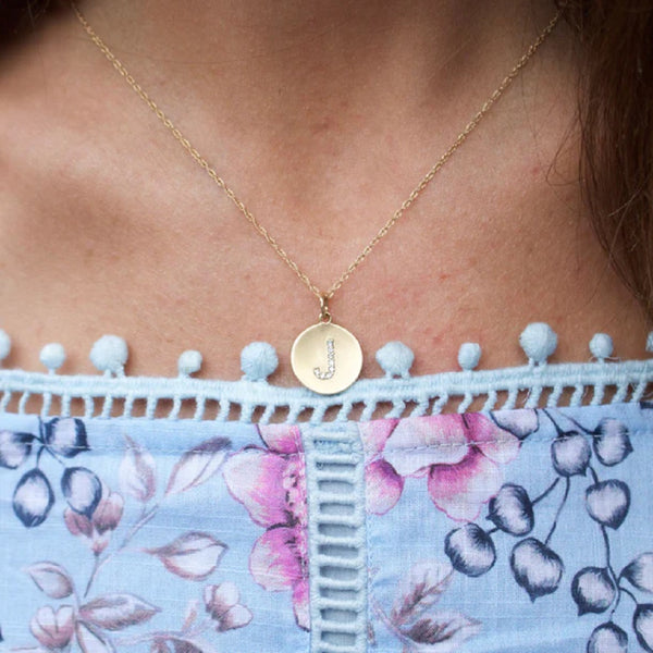 14K Gold Diamond Initial Necklace 2