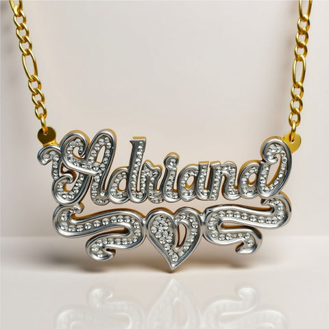 Custom 3D Double Plated Cutout Name Necklace