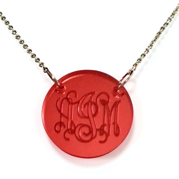 Acrylic Engraved Disc Split Chain Necklace-Purple Mermaid Designs Apparel & Accessories > Jewelry > Necklaces - 2