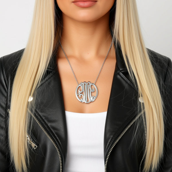 Sterling Silver Monogram Necklace-2 Inch-Purple Mermaid Designs Apparel & Accessories > Jewelry > Necklaces 3