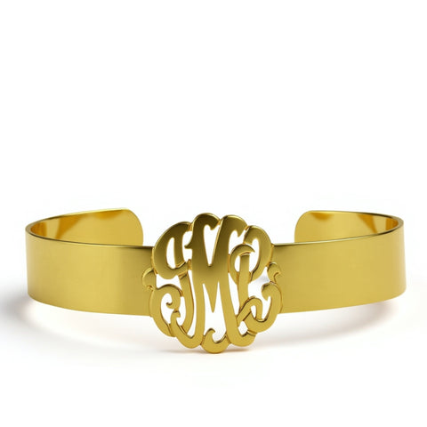 Gold Monogram Cuff Bracelet
