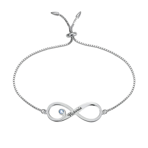 Infinity Name and Birthstone Tassel Bracelet
