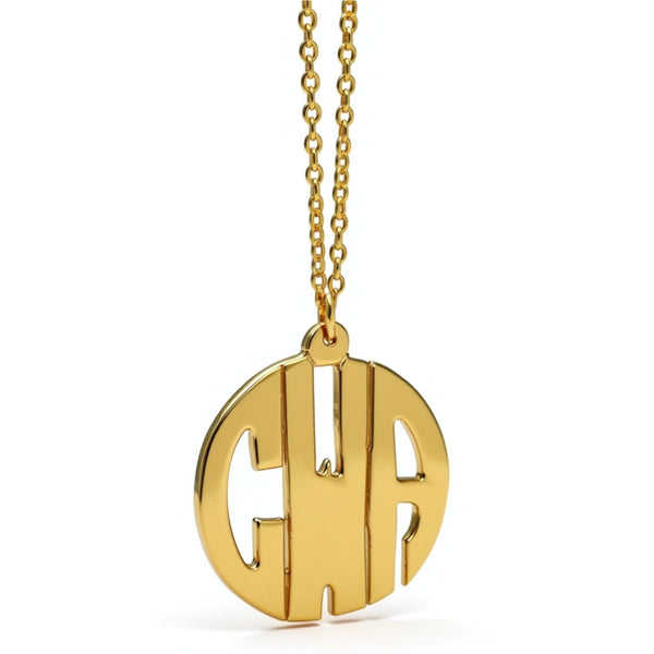 Gold Block Mini Monogram Necklace