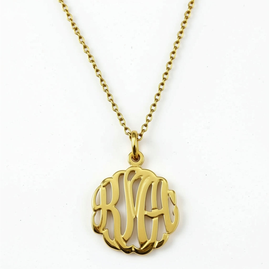 Gold Mini Monogram Necklace-Purple Mermaid Designs