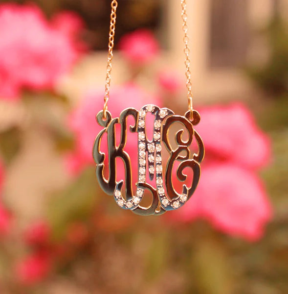 CZ Monogram Necklace by Purple Mermaid Designs