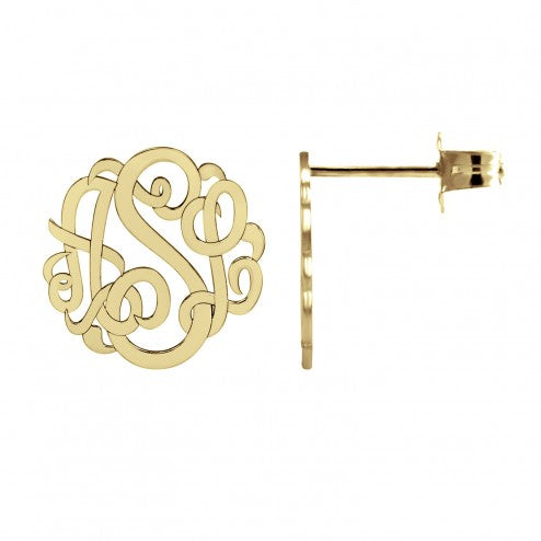 Classic Monogram Stud Earrings side view