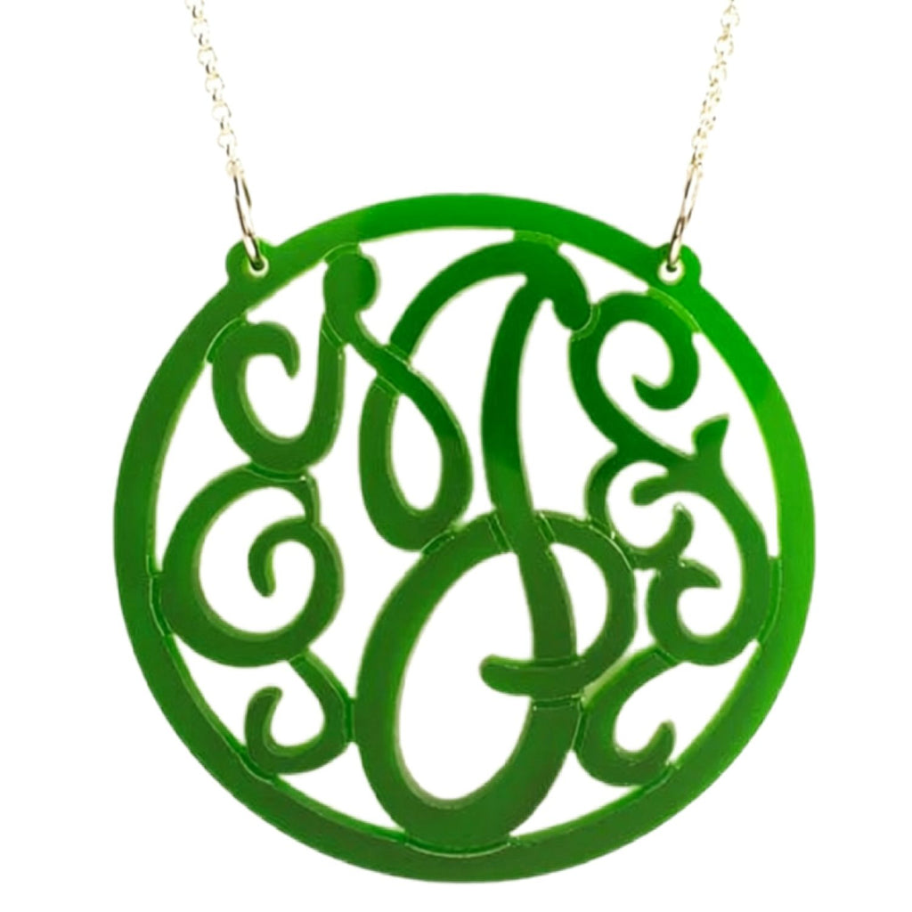 Acrylic Rimmed Initial Necklace by Purple Mermaid Designs Apparel & Accessories > Jewelry > Necklaces - 1
