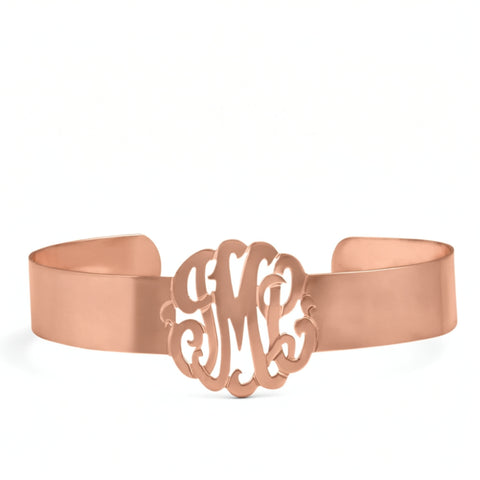 Rose Gold Monogram Cuff Bracelet by Purple Mermaid Designs Apparel & Accessories > Jewelry > Bracelets - 1