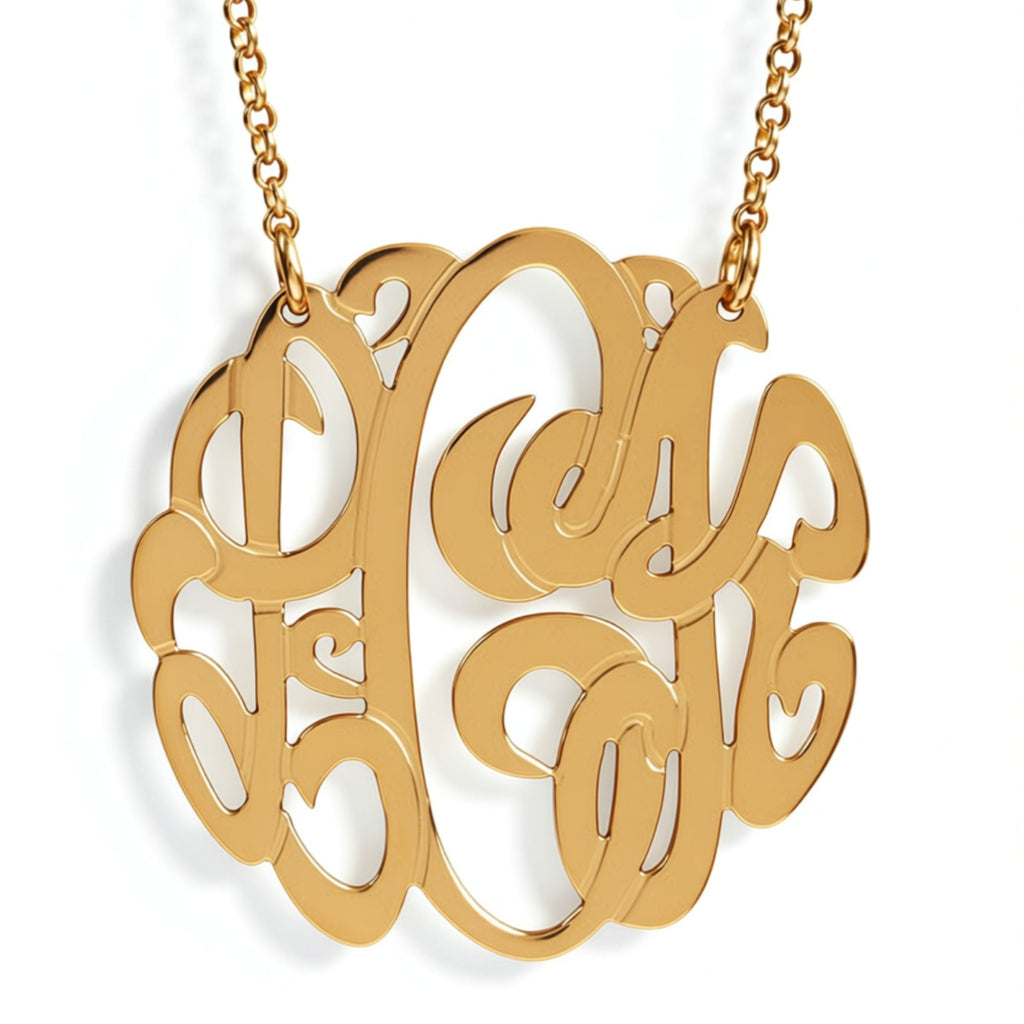 Rose Gold Monogram Necklace by Purple Mermaid Designs Apparel & Accessories > Jewelry > Necklaces - 1