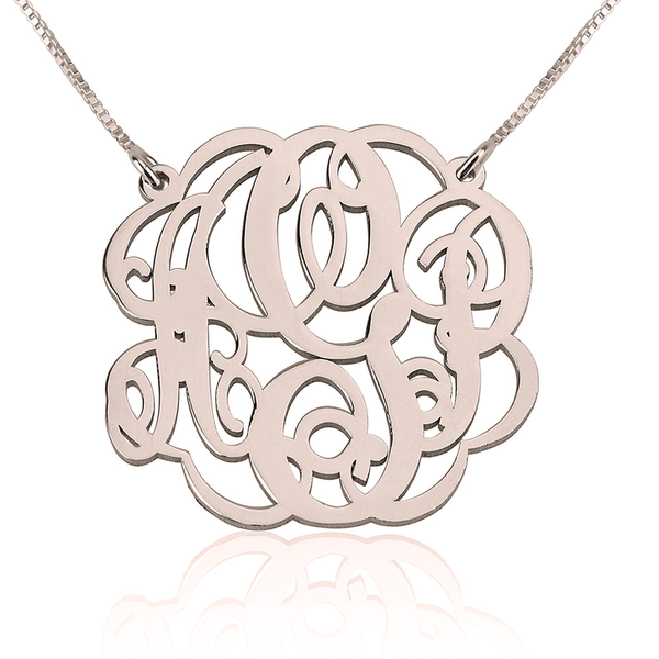 Gold Cutout Monogram Necklace - Split Chain 2
