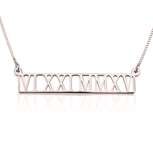 rose gold plated roman numeral necklace