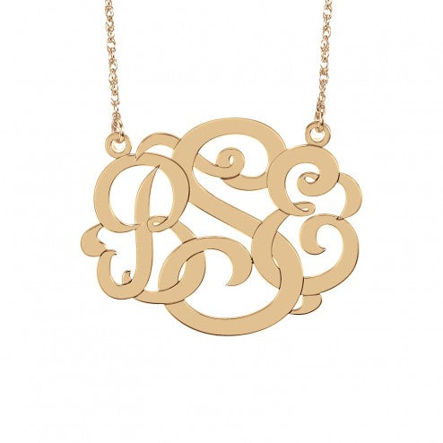 Classic Wide Monogram Necklace rose gold