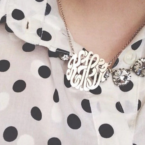 Sterling Silver Monogram Necklace-1 1/2 Inch-Purple Mermaid Designs 2