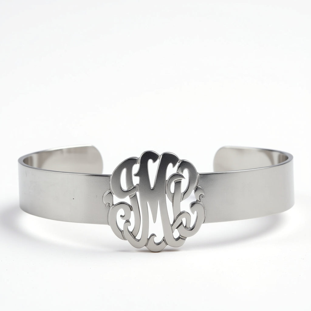 Sterling Silver Monogram Cuff Bracelet by Purple Mermaid Designs Apparel & Accessories > Jewelry > Bracelets - 1