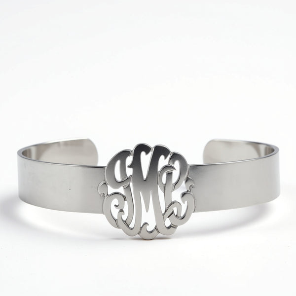 Sterling Silver Monogram Cuff Bracelet by Purple Mermaid Designs Apparel & Accessories > Jewelry > Bracelets - 1