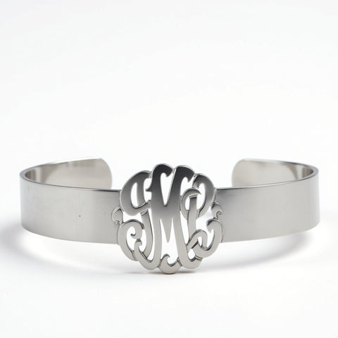 Sterling Silver Monogram Cuff Bracelet by Purple Mermaid Designs Apparel & Accessories > Jewelry > Bracelets - 1