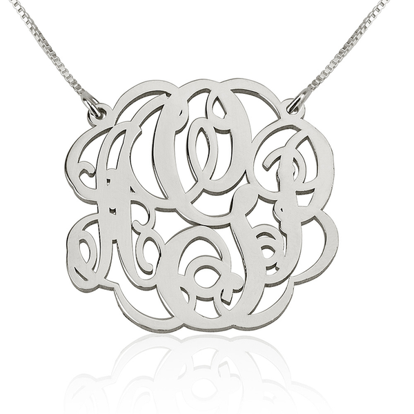 Gold Cutout Monogram Necklace - Split Chain 3