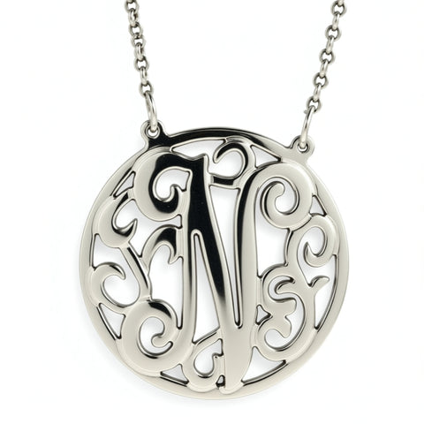Sterling Silver Rimmed Lace Initial Necklace by Purple Mermaid Designs Apparel & Accessories > Jewelry > Necklaces