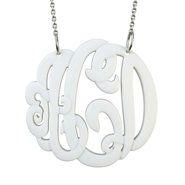 Acrylic Script Monogram Necklace on Split Chain-Purple Mermaid Designs Apparel & Accessories > Jewelry > Necklaces - 4