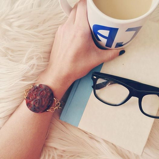 Acrylic Rimmed Script Monogram Bracelet  by Moon and Lola Apparel & Accessories > Jewelry > Bracelets - 5