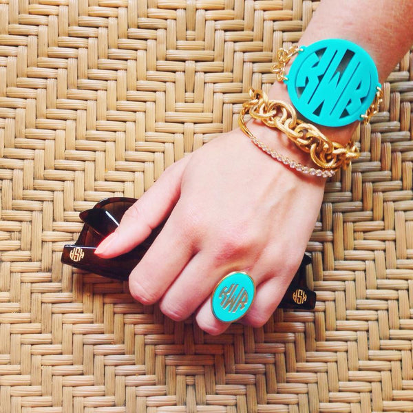 Acrylic Block Monogram Bracelet by Moon and Lola Apparel & Accessories > Jewelry > Bracelets - 2