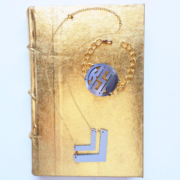 Acrylic Block Monogram Bracelet by Moon and Lola Apparel & Accessories > Jewelry > Bracelets - 3
