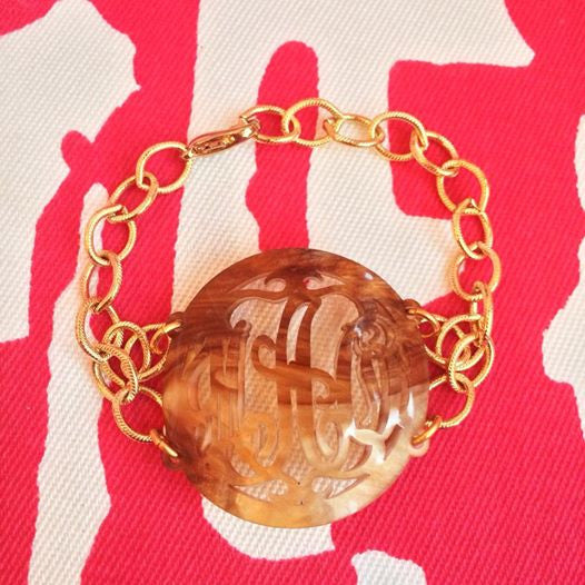 Acrylic Rimmed Script Monogram Bracelet  by Moon and Lola Apparel & Accessories > Jewelry > Bracelets - 6