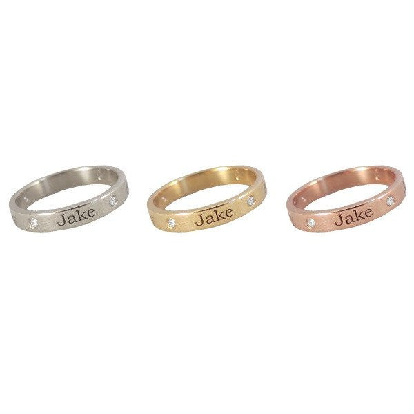 Personalized 14K Gold Diamond Band Ring