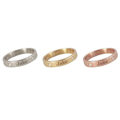 Personalized 14K Gold Diamond Band Ring