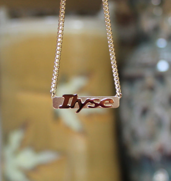 Raised Letter Name Bar Necklace by Purple Mermaid Designs Apparel & Accessories > Jewelry > Necklaces - 3